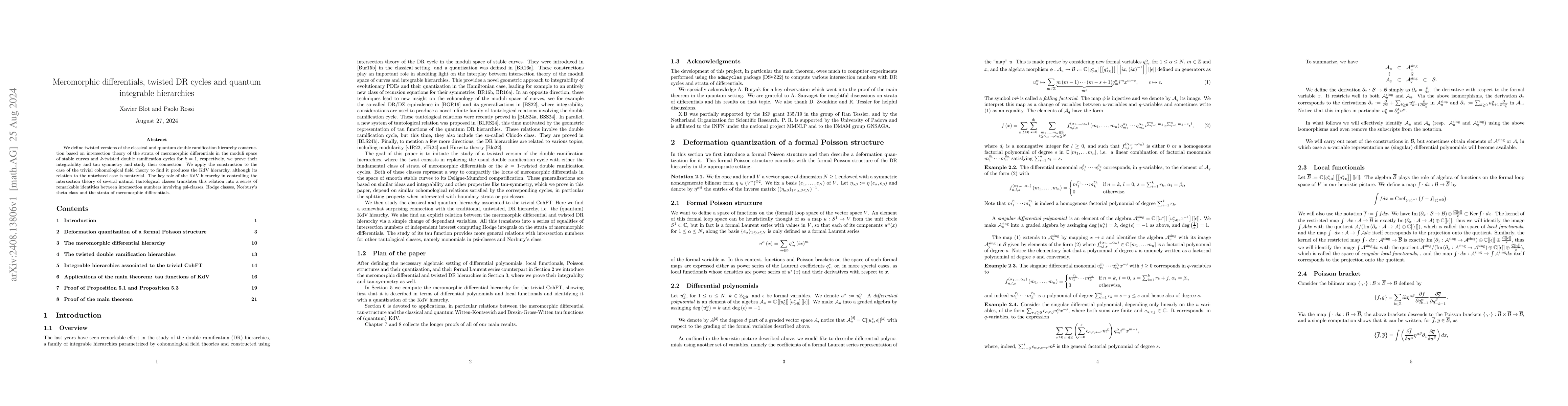 Thumbnail for Meromorphic differentials, twisted DR cycles and quantum integrable
  hierarchies