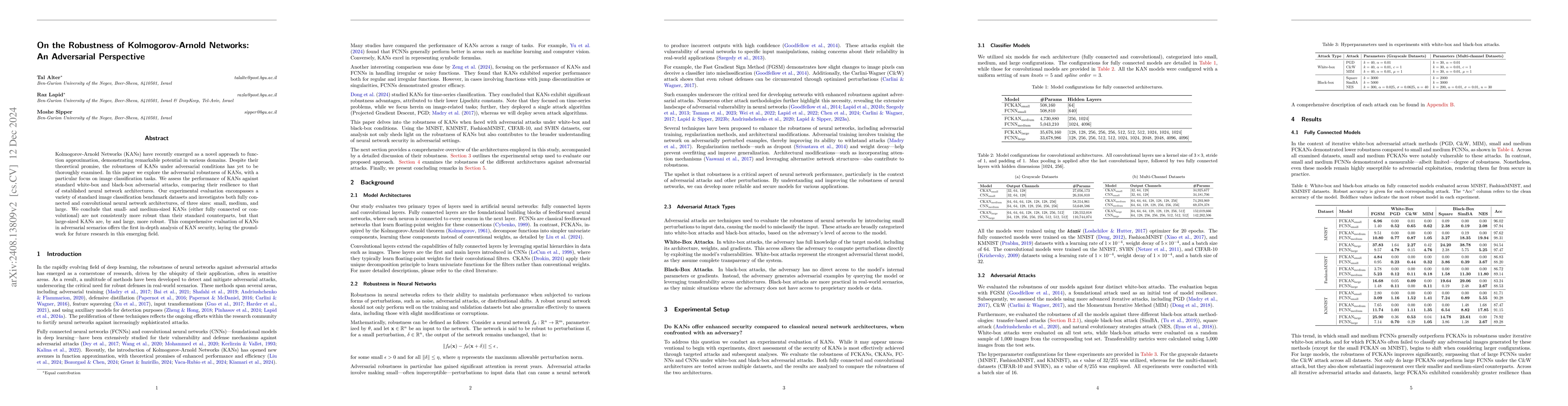 Thumbnail for On the Robustness of Kolmogorov-Arnold Networks: An Adversarial
  Perspective