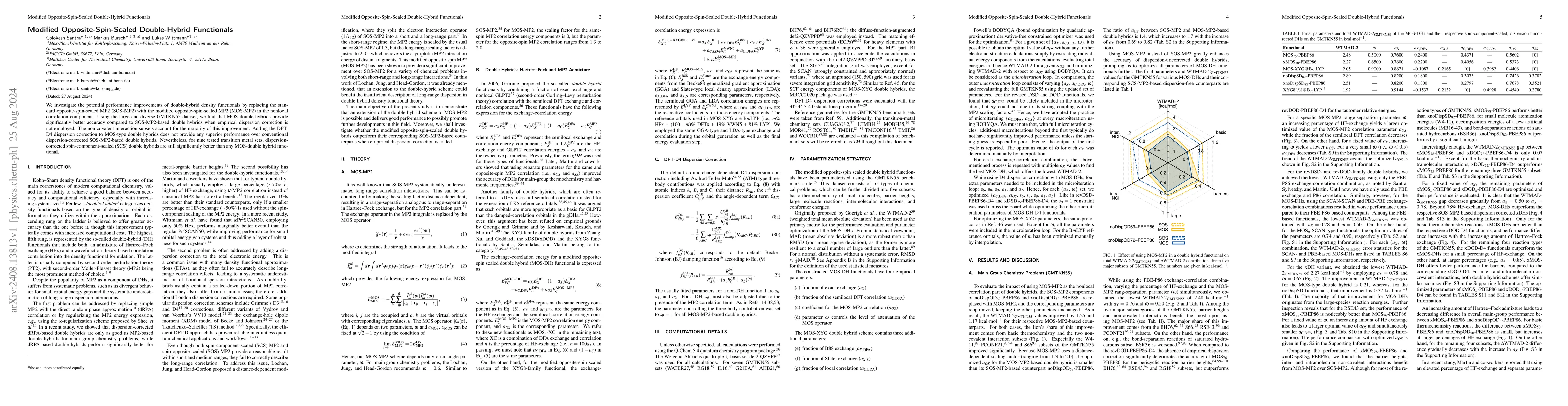 Thumbnail for Modified Opposite-Spin-Scaled Double-Hybrid Functionals