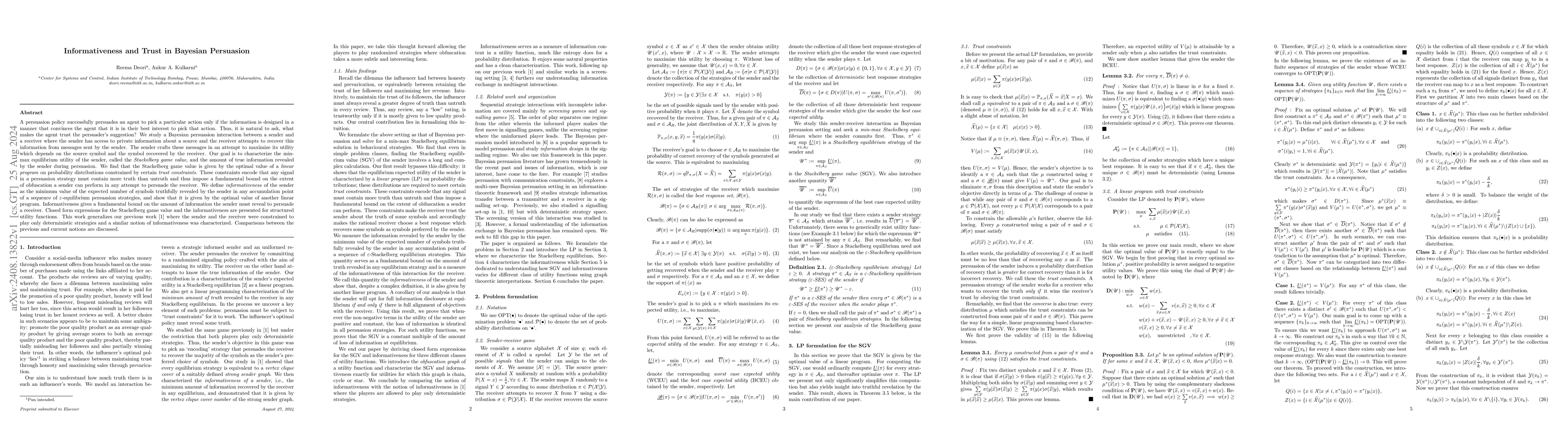 Thumbnail for Informativeness and Trust in Bayesian Persuasion