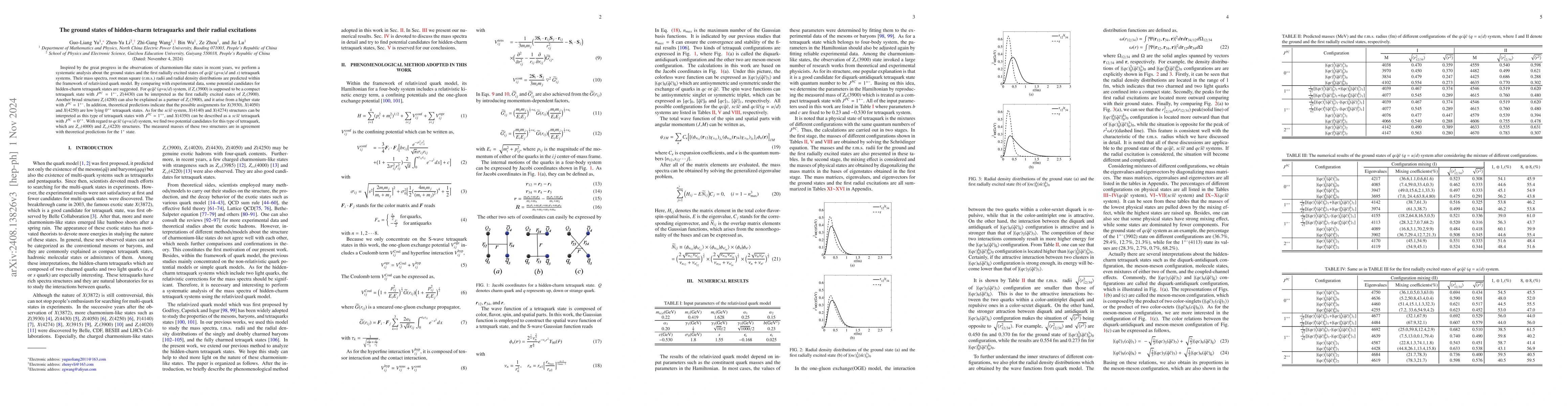 Thumbnail for The ground states of hidden-charm tetraquarks and their radial
  excitations
