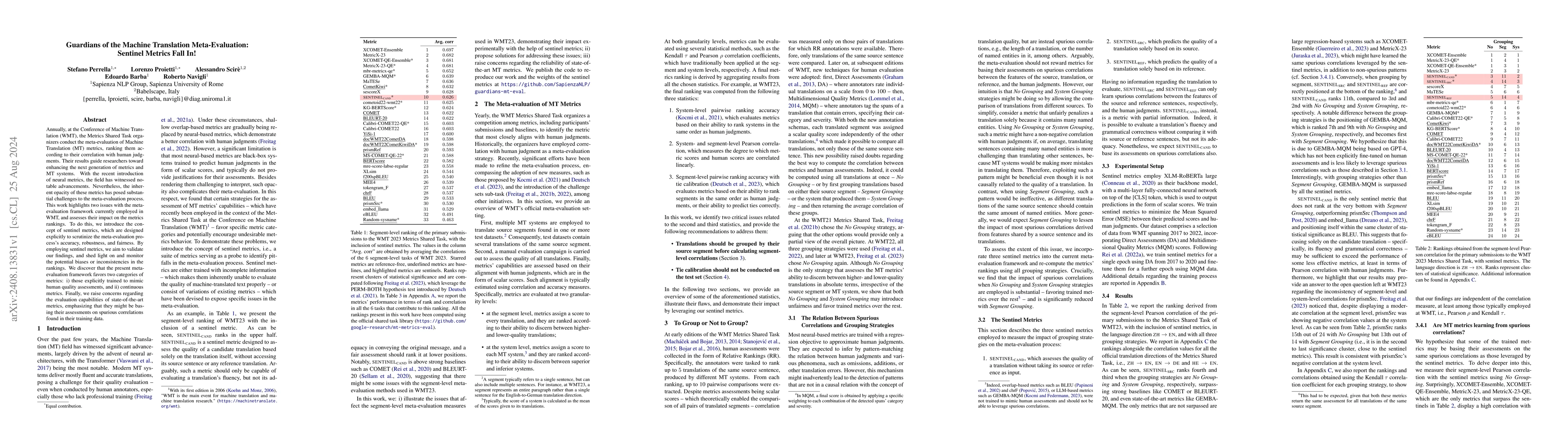 Thumbnail for Guardians of the Machine Translation Meta-Evaluation: Sentinel Metrics
  Fall In!