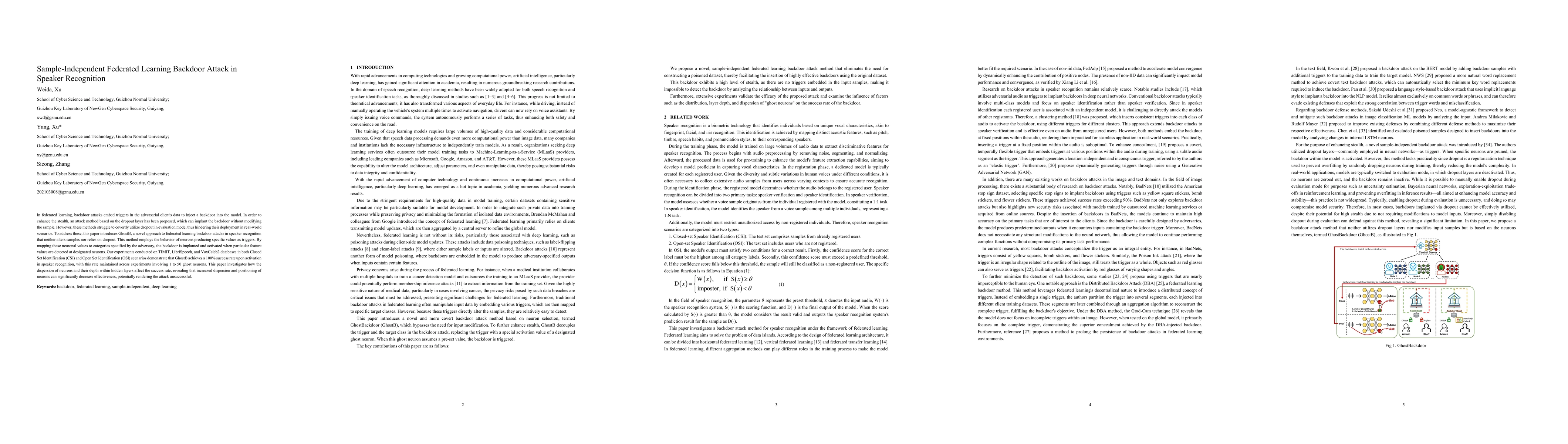 Thumbnail for Sample-Independent Federated Learning Backdoor Attack