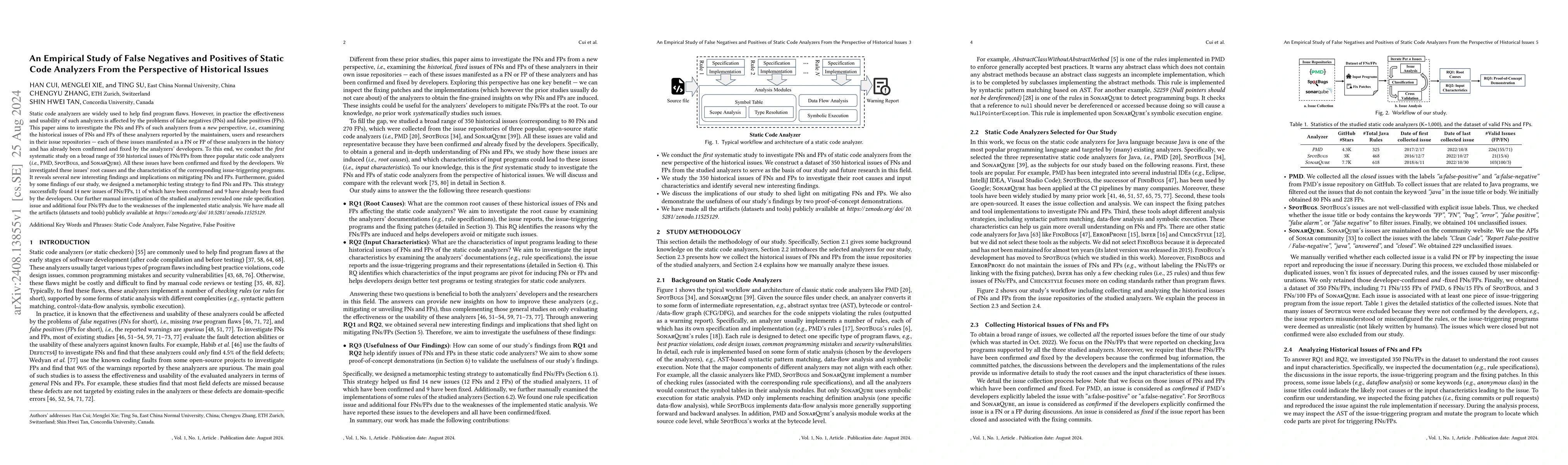 Thumbnail for An Empirical Study of False Negatives and Positives of Static Code
  Analyzers From the Perspective of Historical Issues