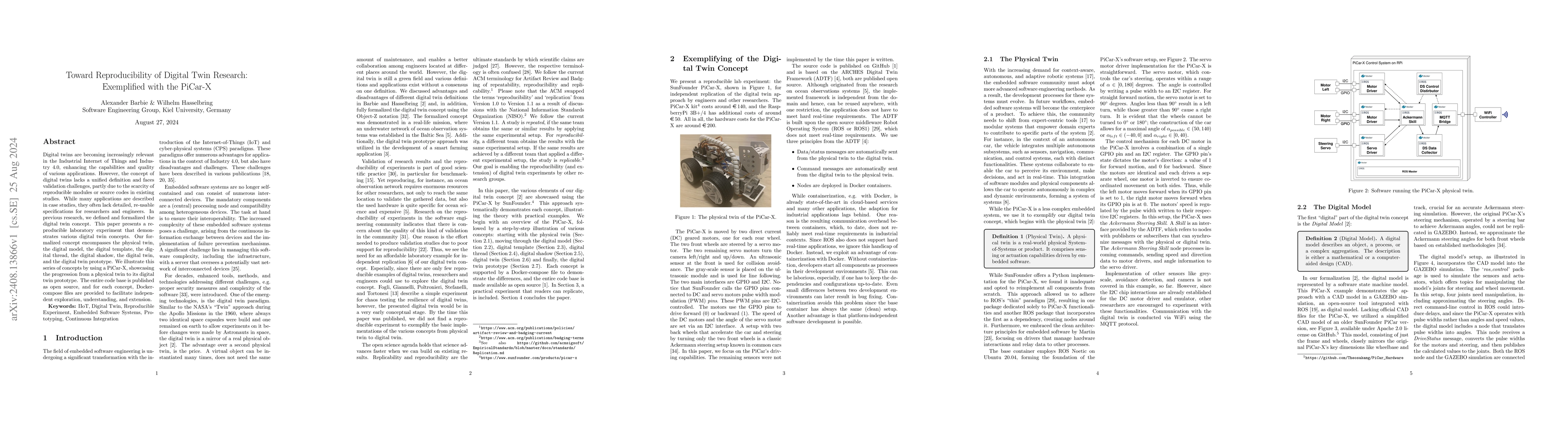 Thumbnail for Toward Reproducibility of Digital Twin Research: Exemplified with the
  PiCar-X