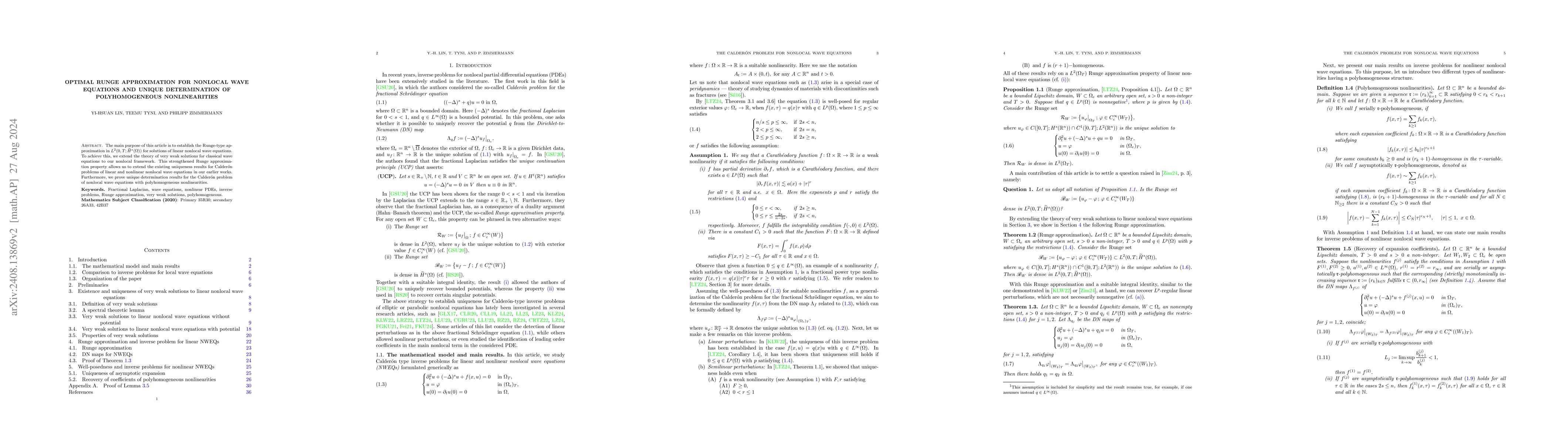 Thumbnail for Optimal Runge approximation for nonlocal wave equations and unique
  determination of polyhomogeneous nonlinearities