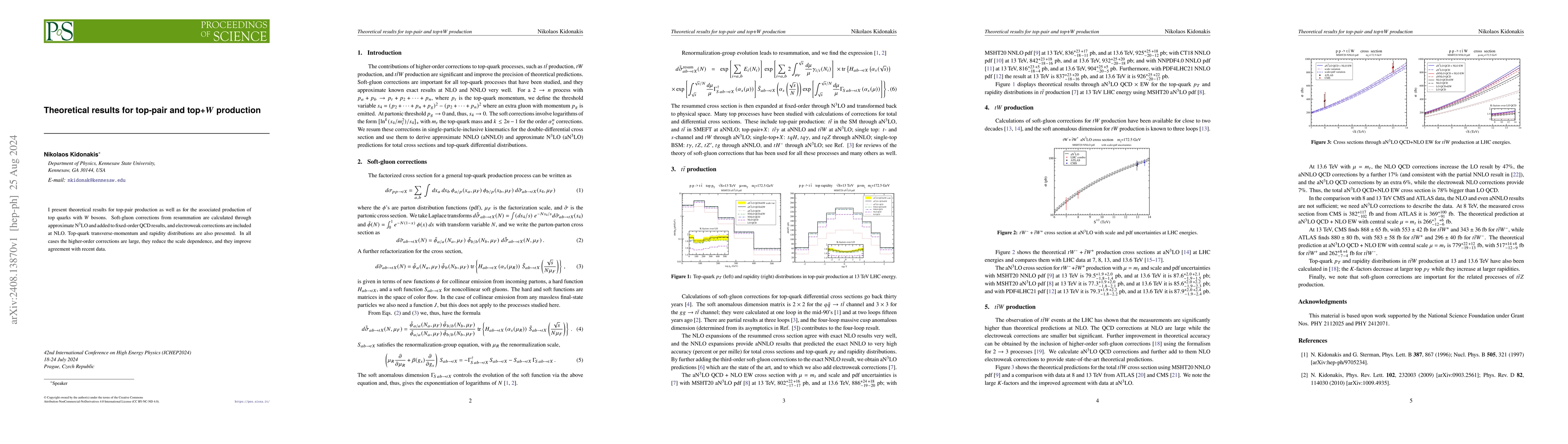 Thumbnail for Theoretical results for top-pair and top+$W$ production