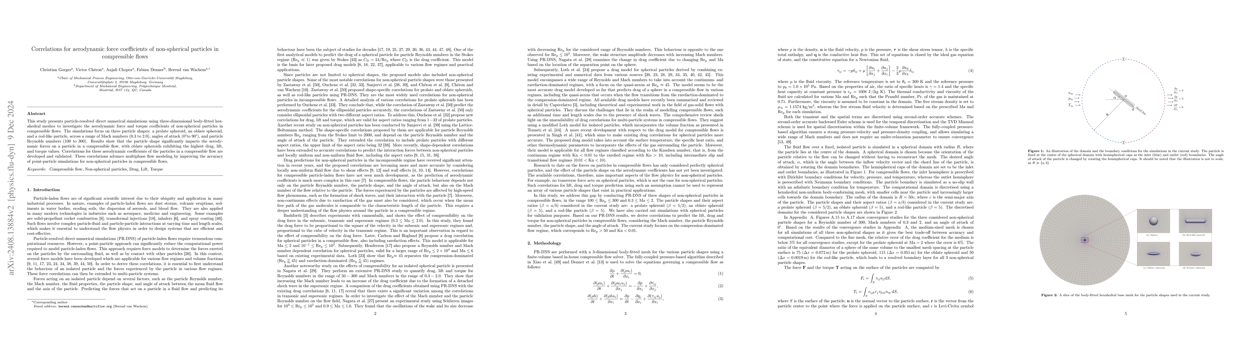 Thumbnail for Correlations for aerodynamic force coefficients of non-spherical
  particles in compressible flows