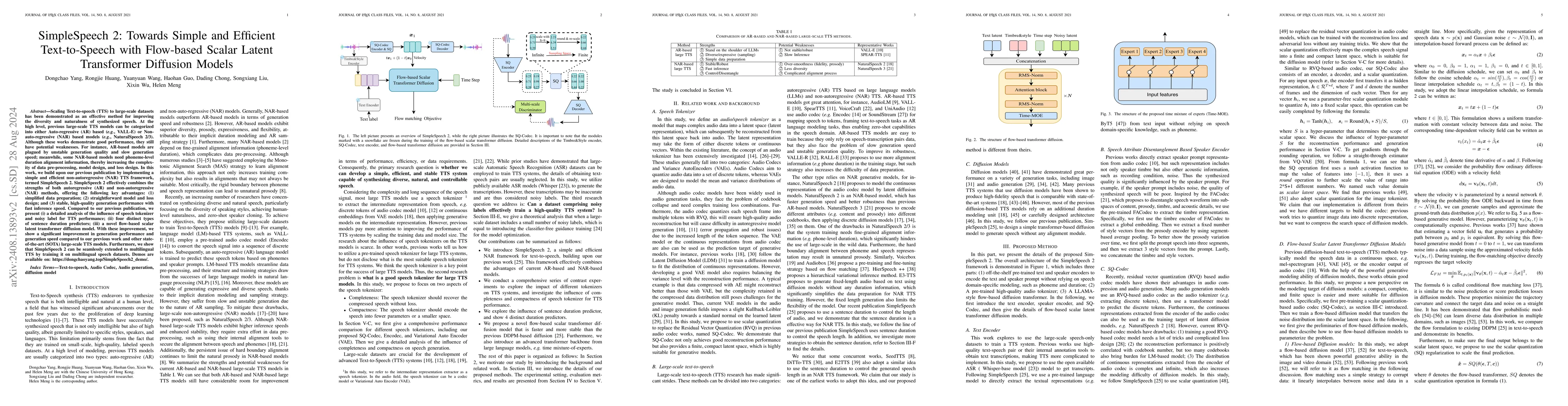 Thumbnail for SimpleSpeech 2: Towards Simple and Efficient Text-to-Speech with
  Flow-based Scalar Latent Transformer Diffusion Models