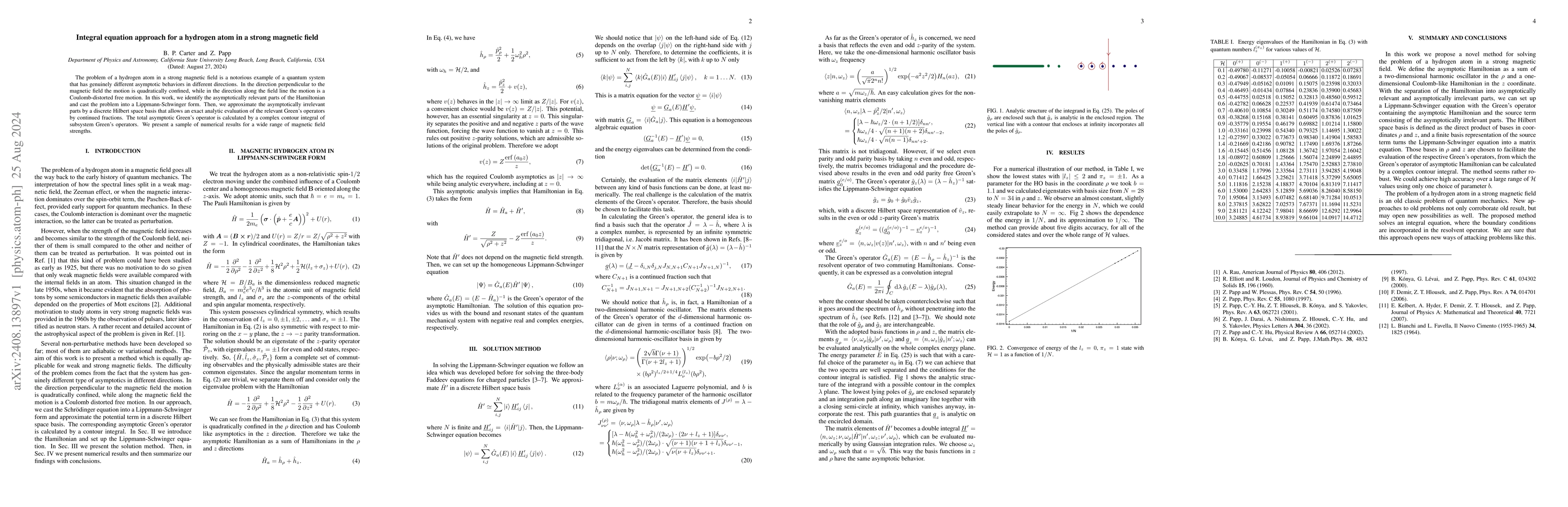 Thumbnail for Integral equation approach for a hydrogen atom in a strong magnetic
  field