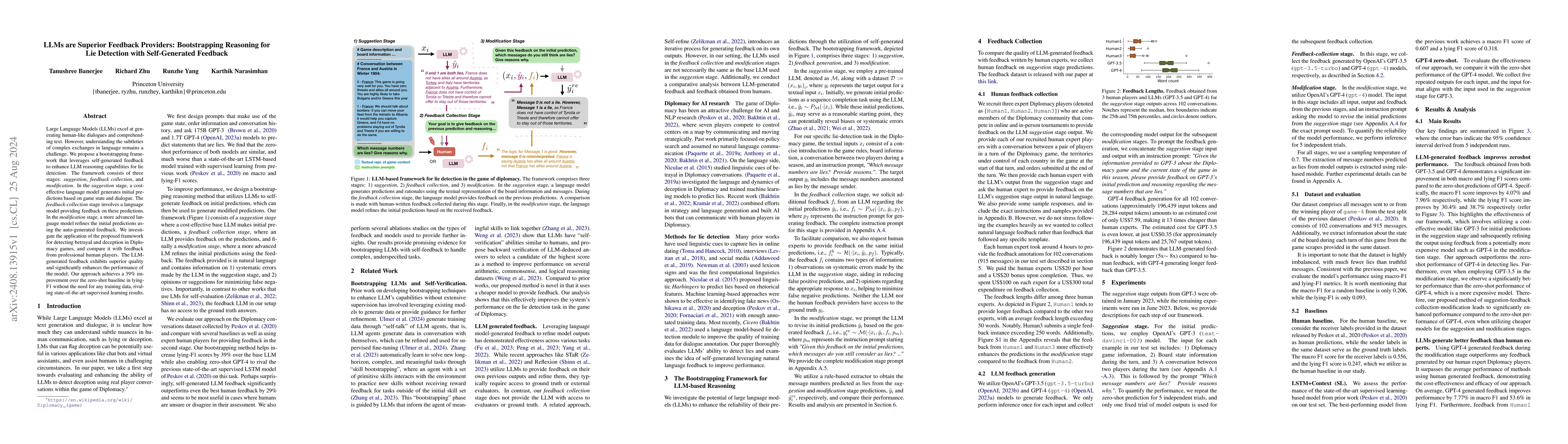 Thumbnail for LLMs are Superior Feedback Providers: Bootstrapping Reasoning for Lie
  Detection with Self-Generated Feedback