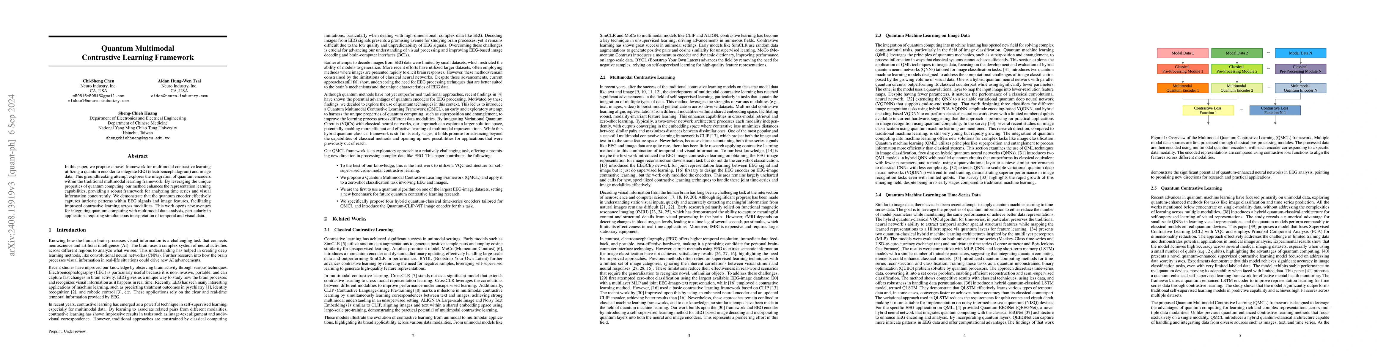 Thumbnail for Quantum Multimodal Contrastive Learning Framework