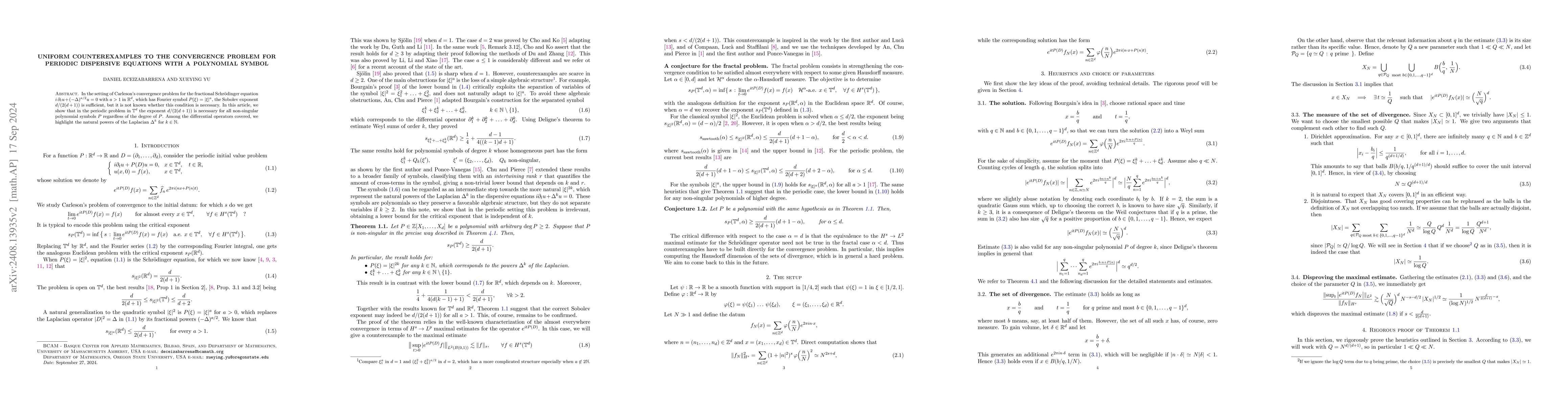 Thumbnail for Uniform counterexamples to the convergence problem for periodic
  dispersive equations with a polynomial symbol