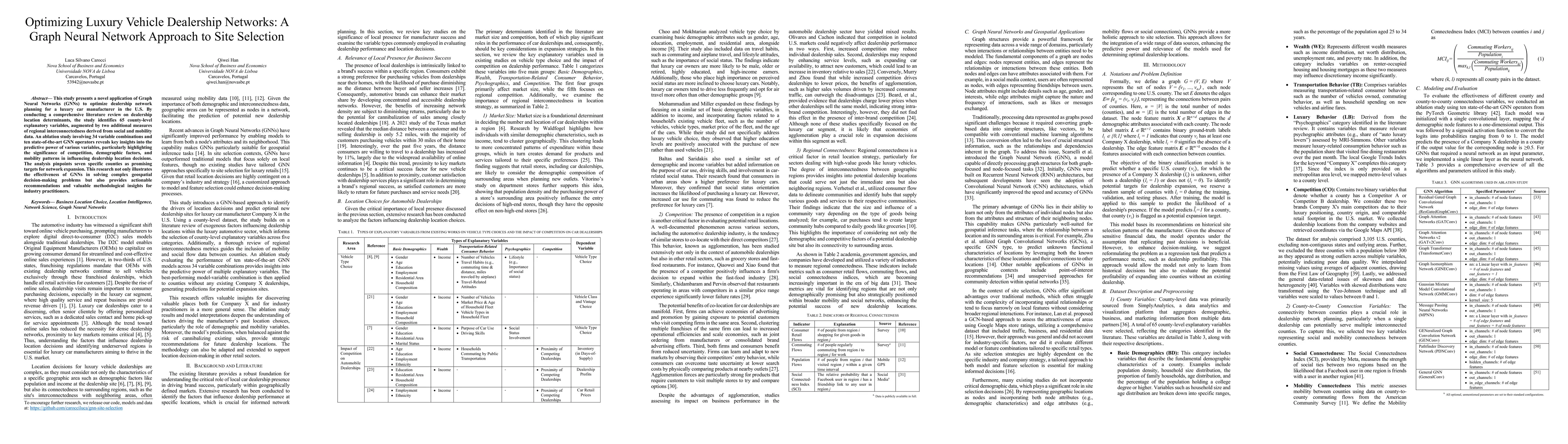 Thumbnail for Optimizing Luxury Vehicle Dealership Networks: A Graph Neural Network
  Approach to Site Selection