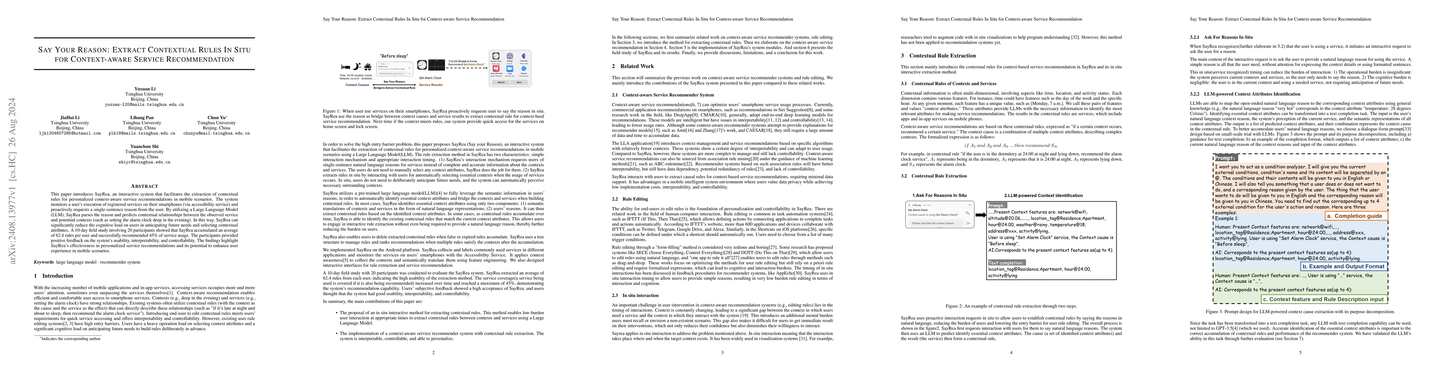 Thumbnail for Say Your Reason: Extract Contextual Rules In Situ for Context-aware
  Service Recommendation
