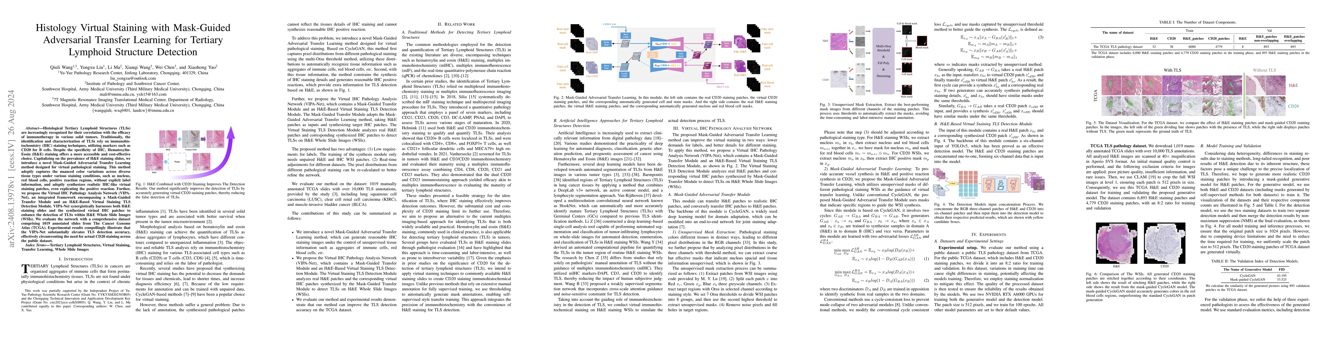 Thumbnail for Histology Virtual Staining with Mask-Guided Adversarial Transfer
  Learning for Tertiary Lymphoid Structure Detection