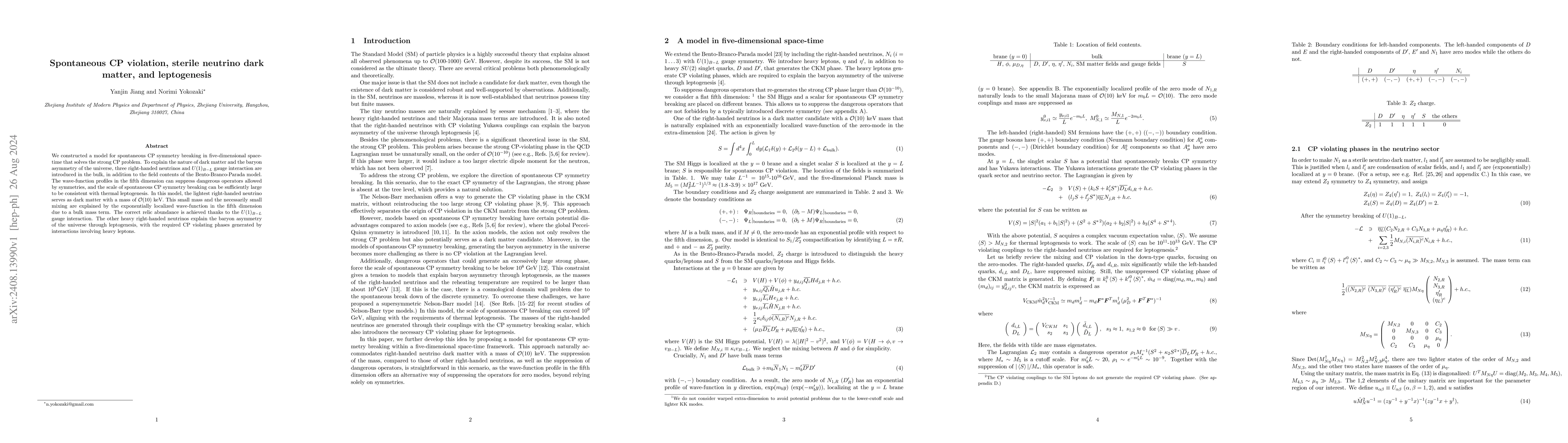 Thumbnail for Spontaneous CP violation, sterile neutrino dark matter, and leptogenesis