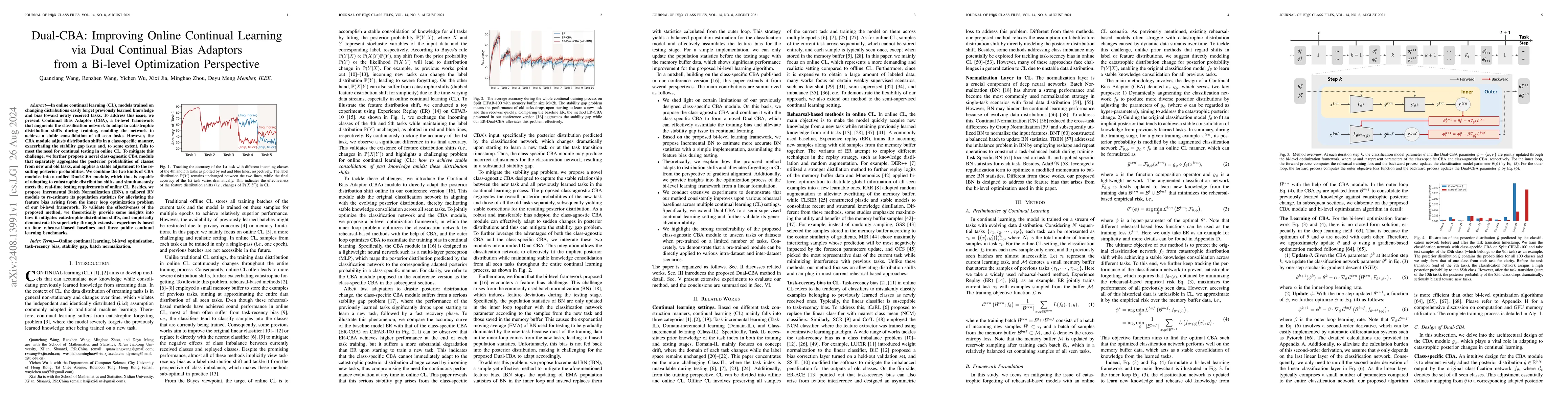 Thumbnail for Dual-CBA: Improving Online Continual Learning via Dual Continual Bias
  Adaptors from a Bi-level Optimization Perspective