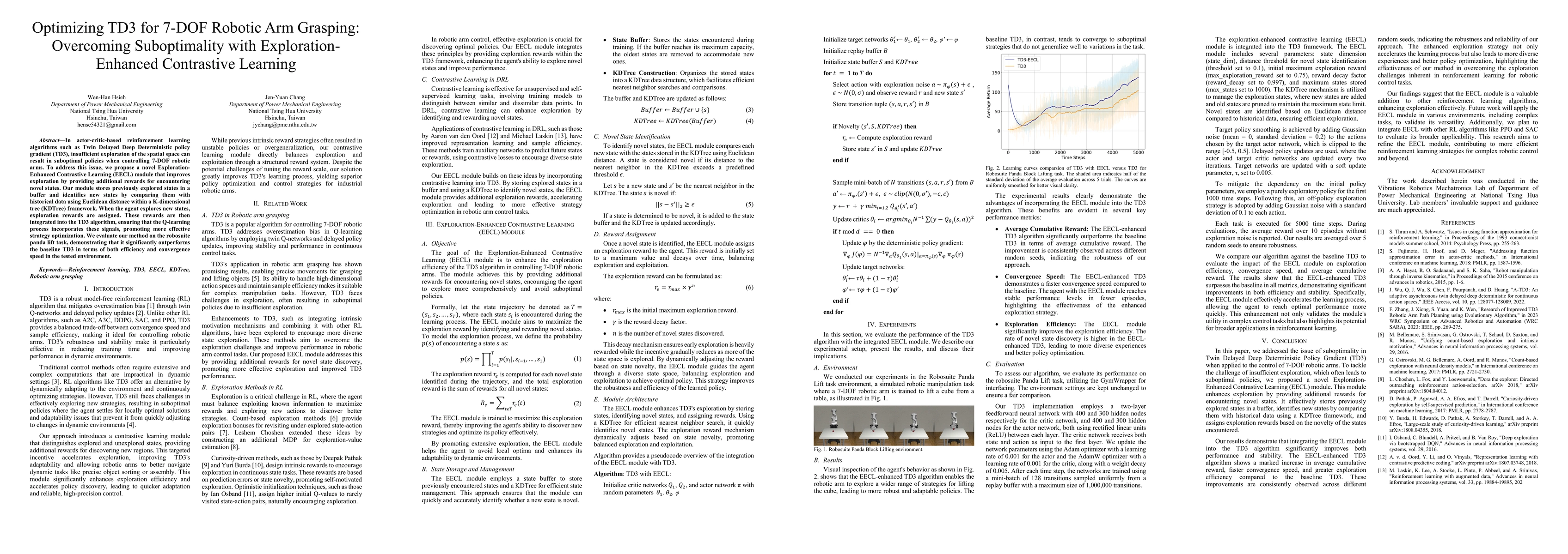 Thumbnail for Optimizing TD3 for 7-DOF Robotic Arm Grasping: Overcoming Suboptimality
  with Exploration-Enhanced Contrastive Learning