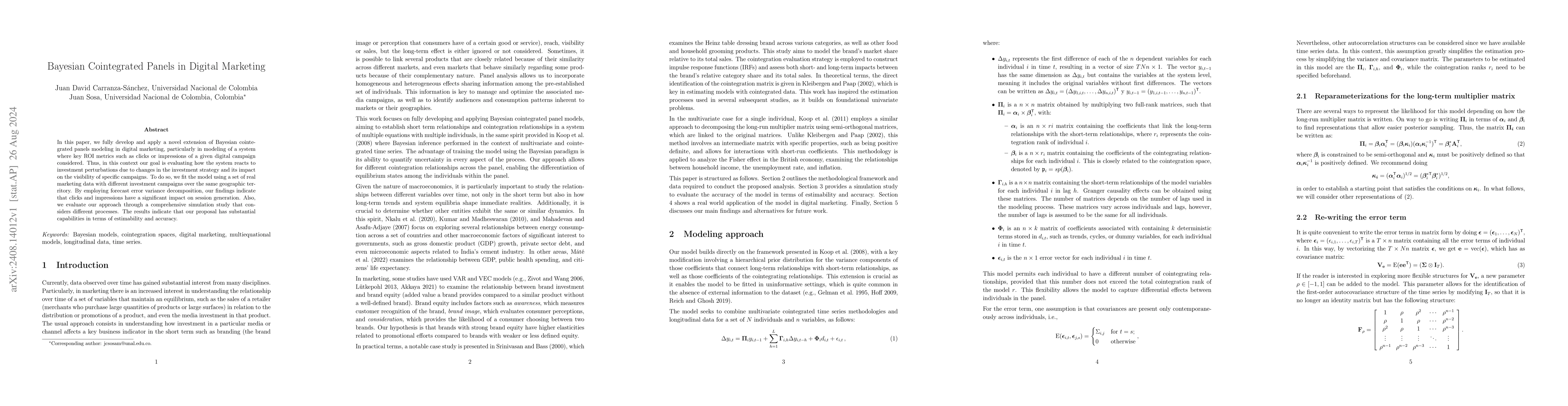 Thumbnail for Bayesian Cointegrated Panels in Digital Marketing
