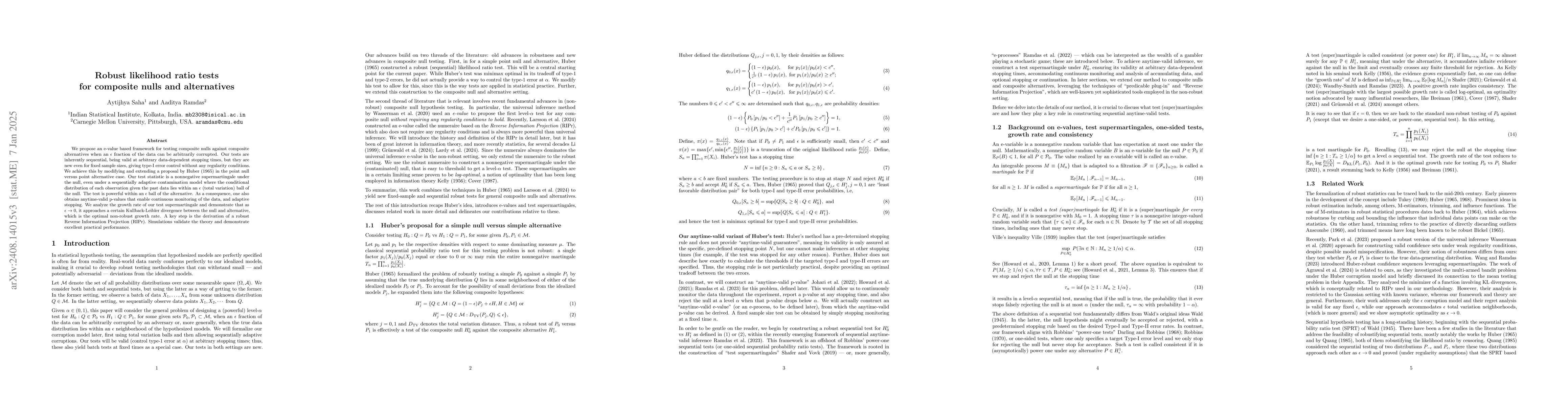 Thumbnail for Robust likelihood ratio tests for composite nulls and alternatives