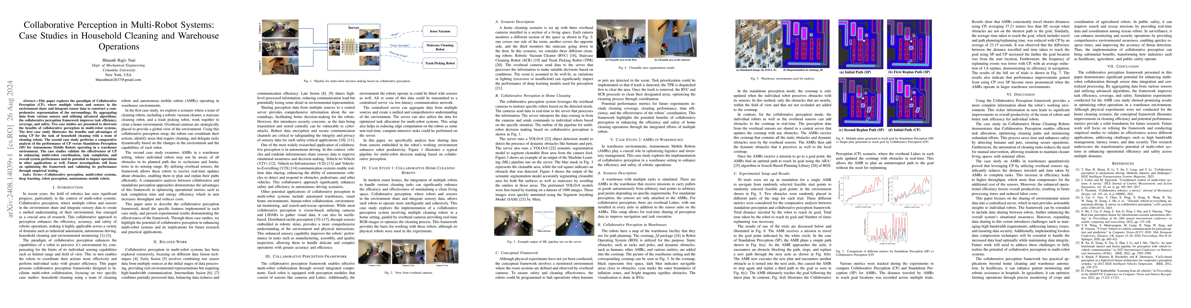 Thumbnail for Collaborative Perception in Multi-Robot Systems: Case Studies in
  Household Cleaning and Warehouse Operations