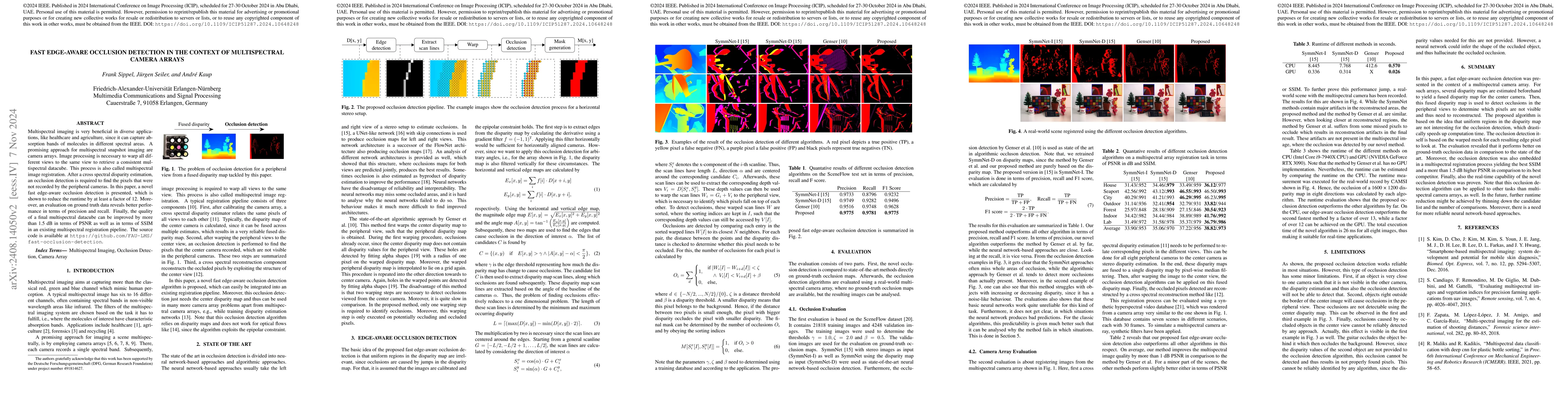 Thumbnail for Fast Edge-Aware Occlusion Detection in the Context of Multispectral
  Camera Arrays