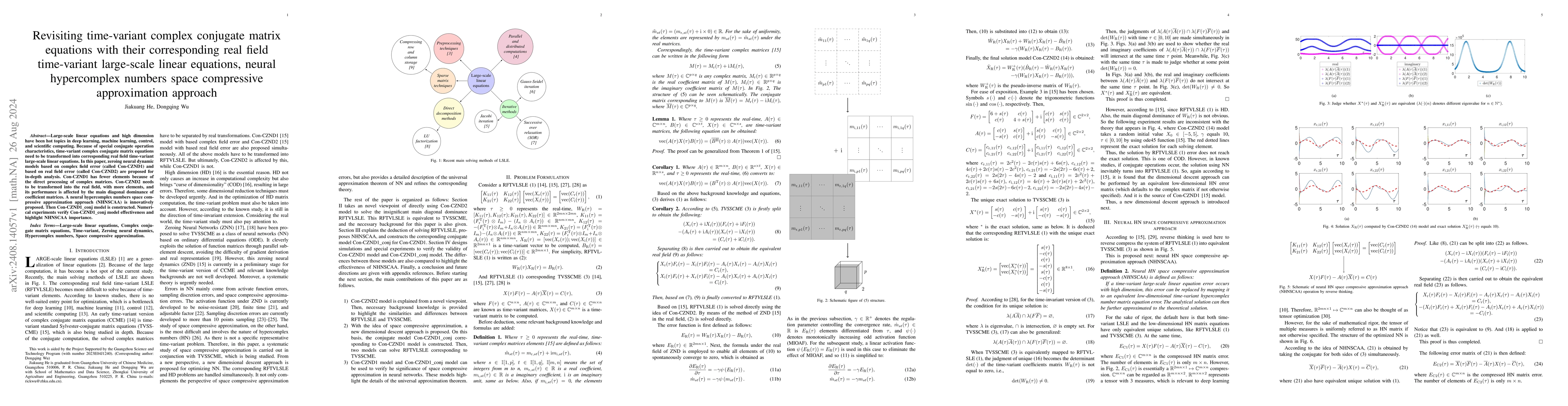 Thumbnail for Revisiting time-variant complex conjugate matrix equations with their
  corresponding real field time-variant large-scale linear equations, neural
  hypercomplex numbers space compressive approximation approach