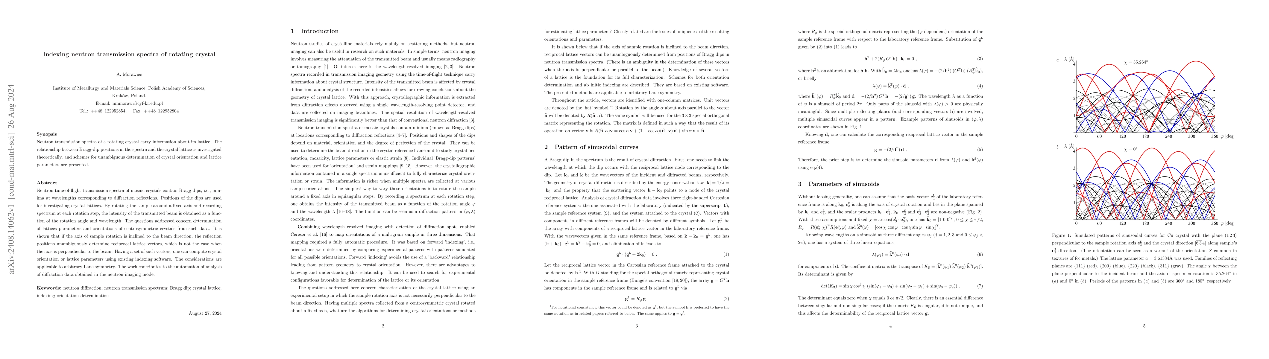 Thumbnail for Indexing neutron transmission spectra of rotating crystal