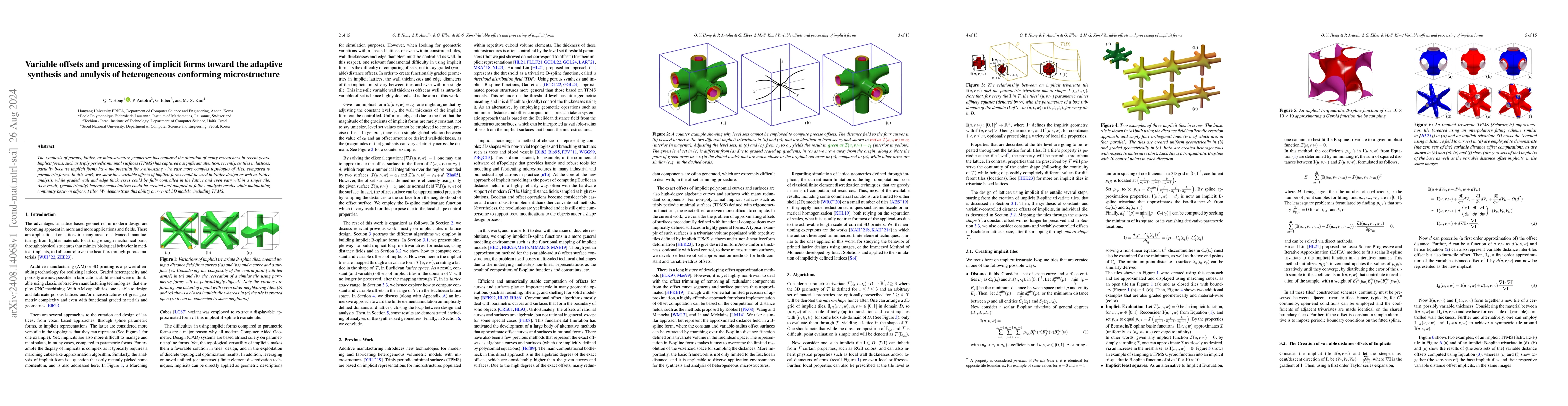 Thumbnail for Variable offsets and processing of implicit forms toward the adaptive
  synthesis and analysis of heterogeneous conforming microstructure