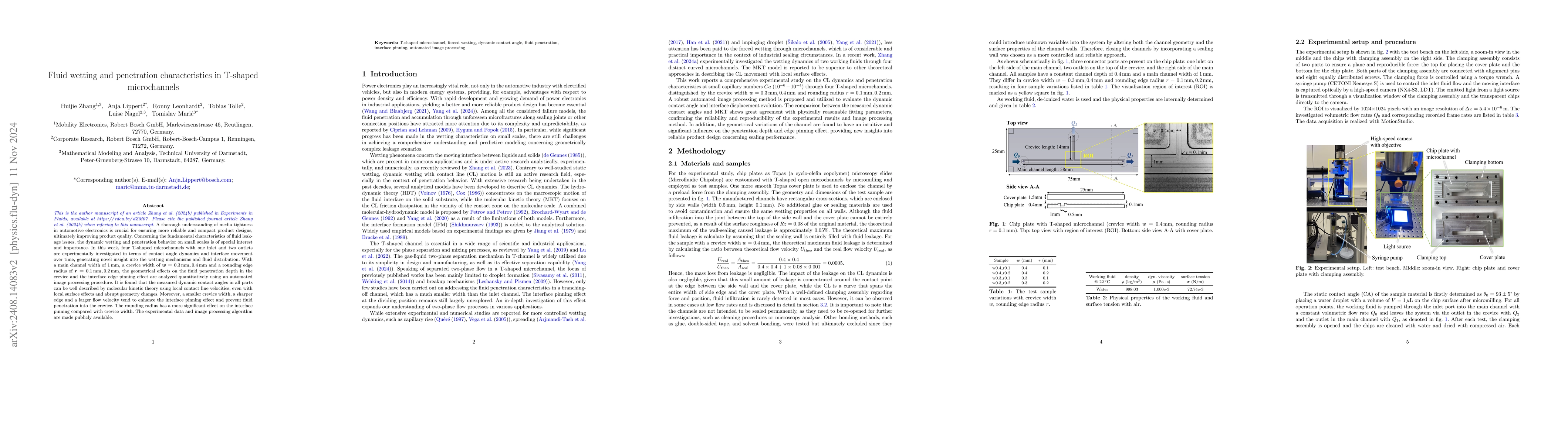Thumbnail for Fluid wetting and penetration characteristics in T-shaped microchannels