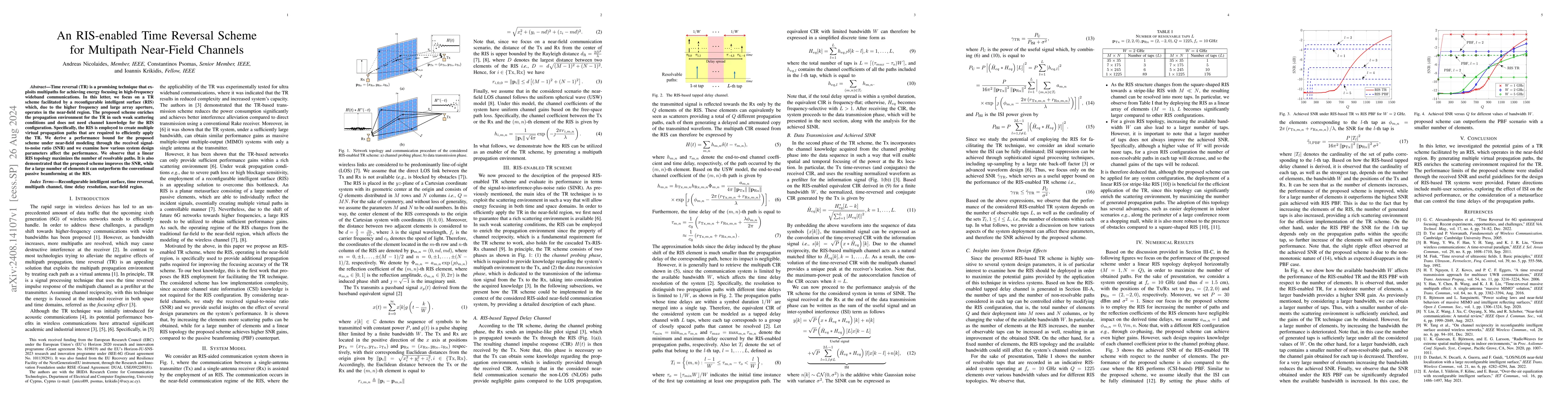 Thumbnail for An RIS-enabled Time Reversal Scheme for Multipath Near-Field Channels