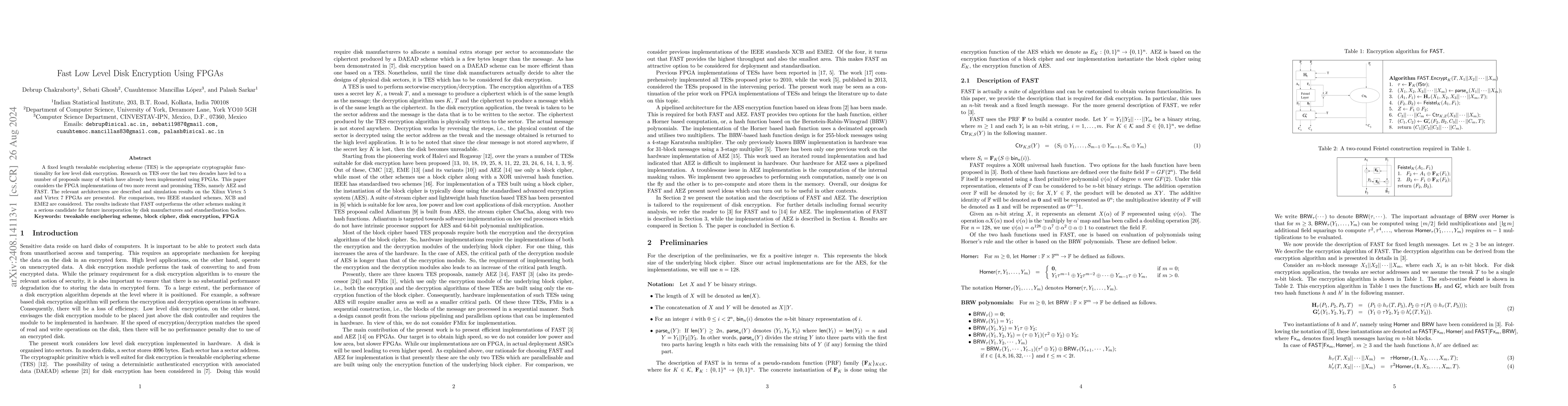 Thumbnail for Fast Low Level Disk Encryption Using FPGAs