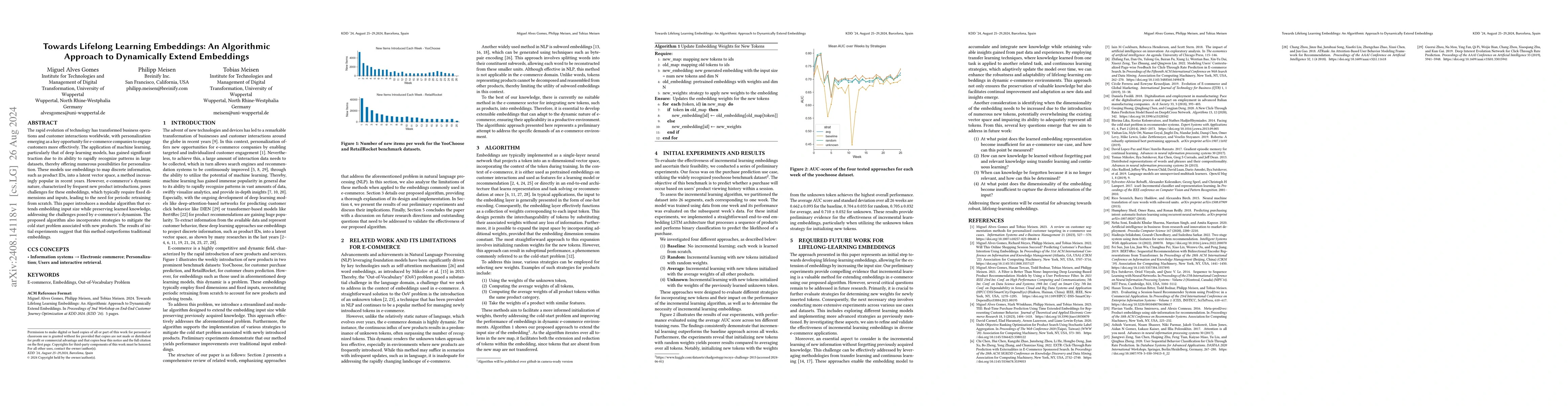 Thumbnail for Towards Lifelong Learning Embeddings: An Algorithmic Approach to
  Dynamically Extend Embeddings