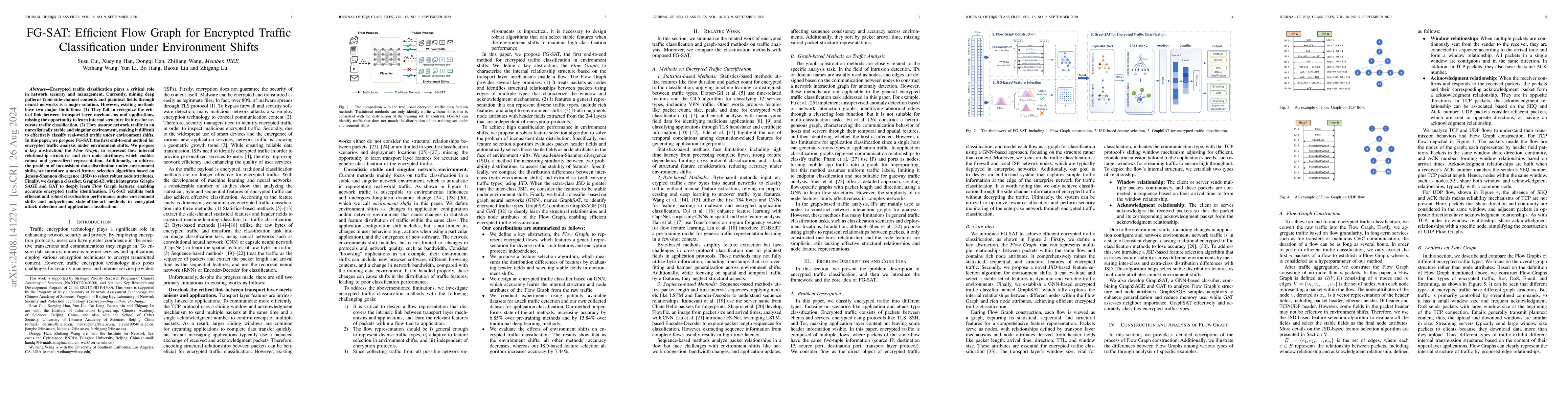 Thumbnail for FG-SAT: Efficient Flow Graph for Encrypted Traffic Classification under
  Environment Shifts
