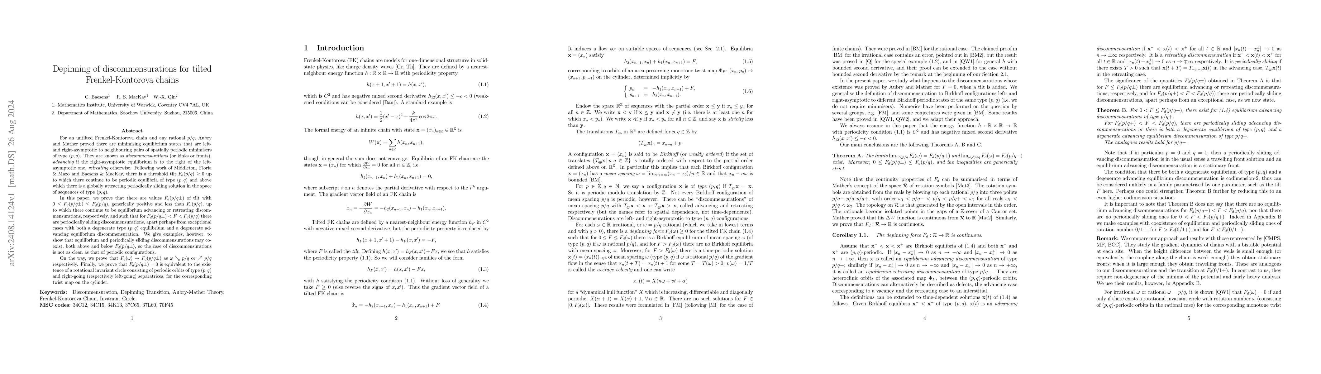 Thumbnail for Depinning of discommensurations for tilted Frenkel-Kontorova chains