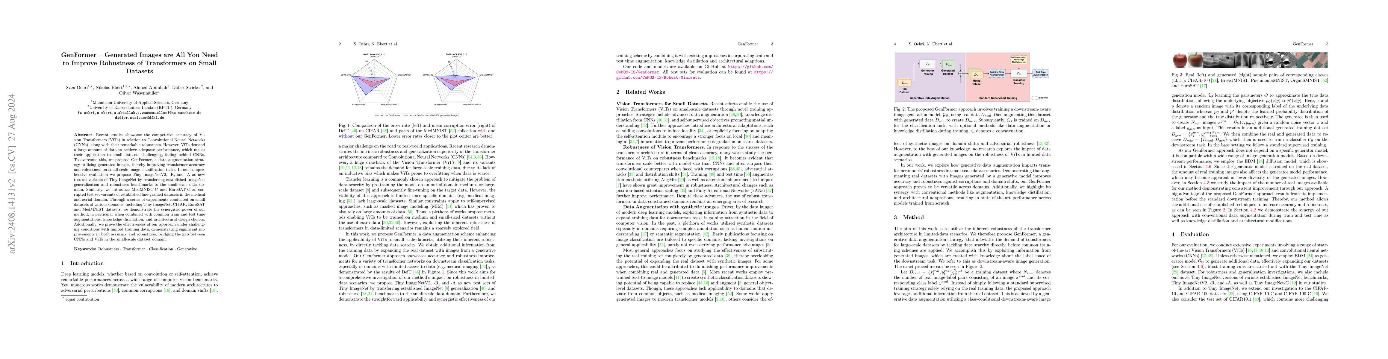 Thumbnail for GenFormer -- Generated Images are All You Need to Improve Robustness of
  Transformers on Small Datasets