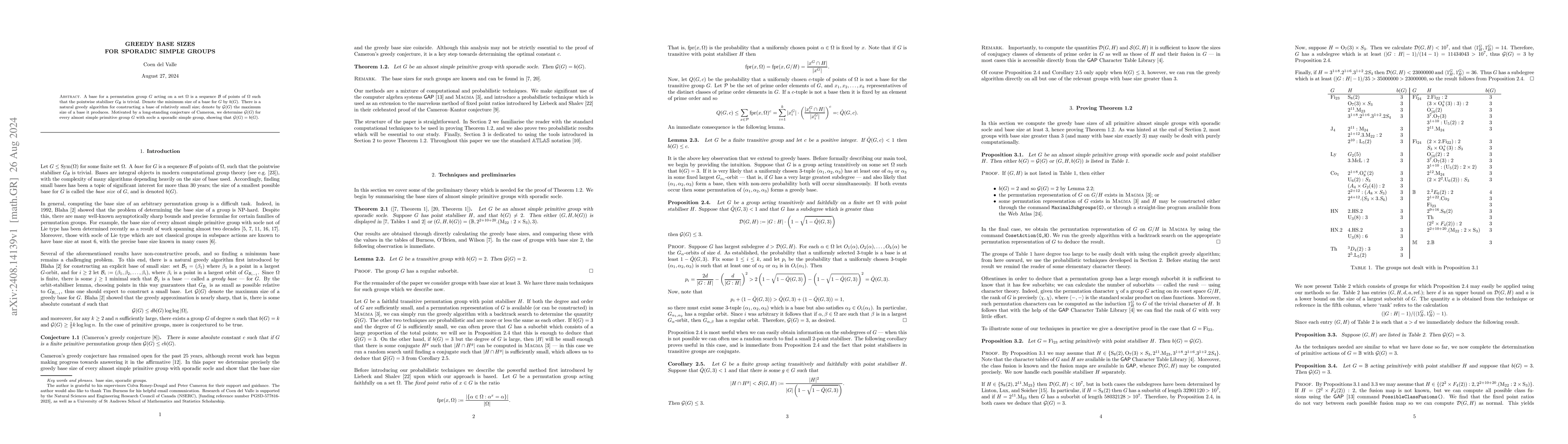 Thumbnail for Greedy base sizes for sporadic simple groups