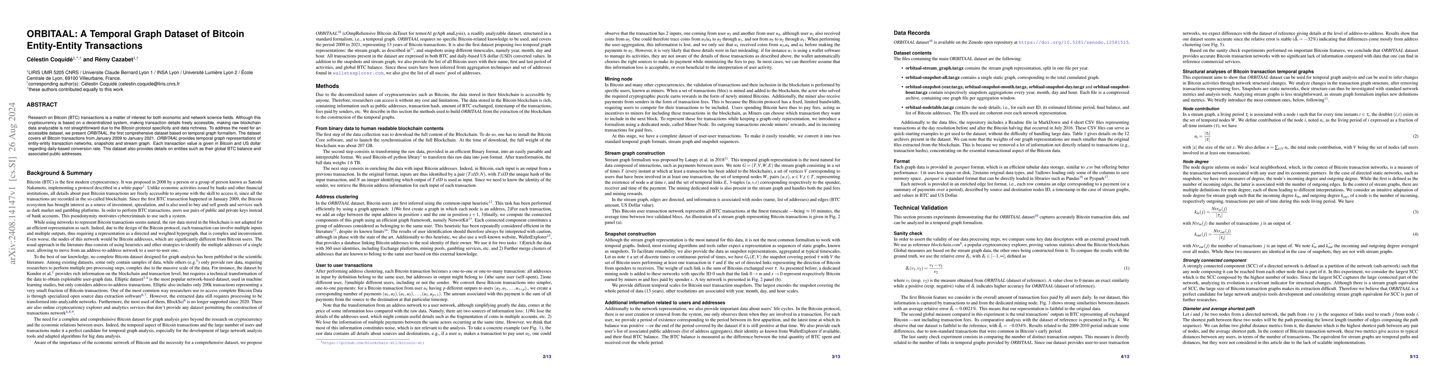 Thumbnail for ORBITAAL: A Temporal Graph Dataset of Bitcoin Entity-Entity Transactions