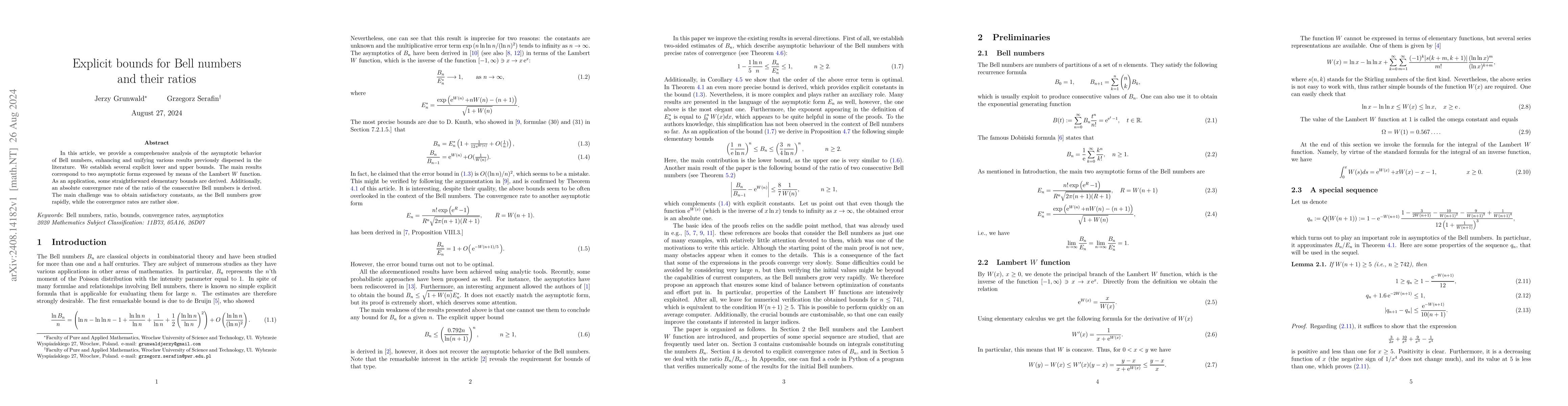 Thumbnail for Explicit bounds for Bell numbers and their ratios