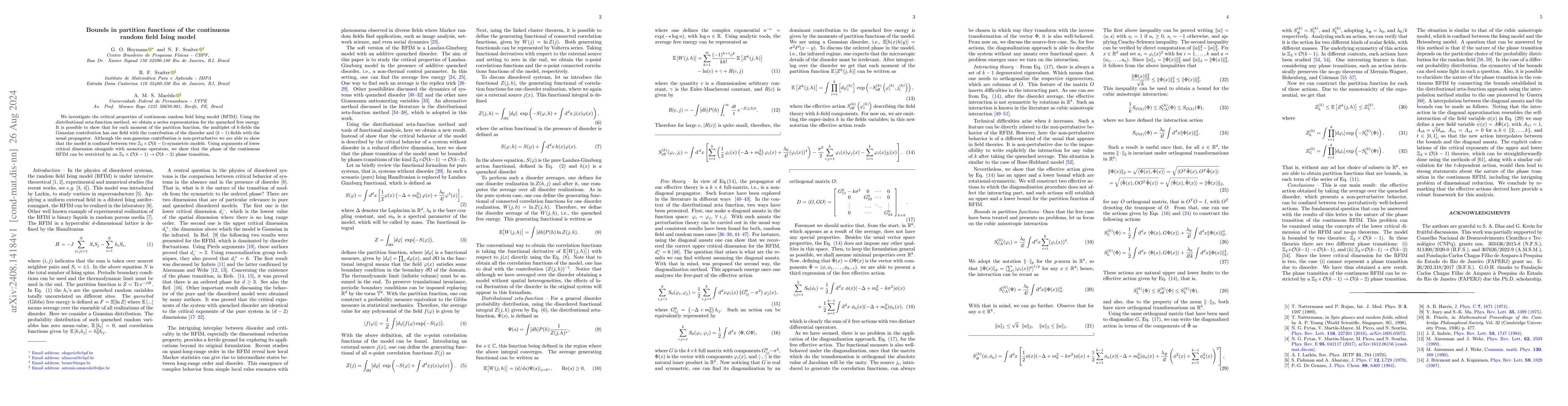 Thumbnail for Bounds in partition functions of the continuous random field Ising model