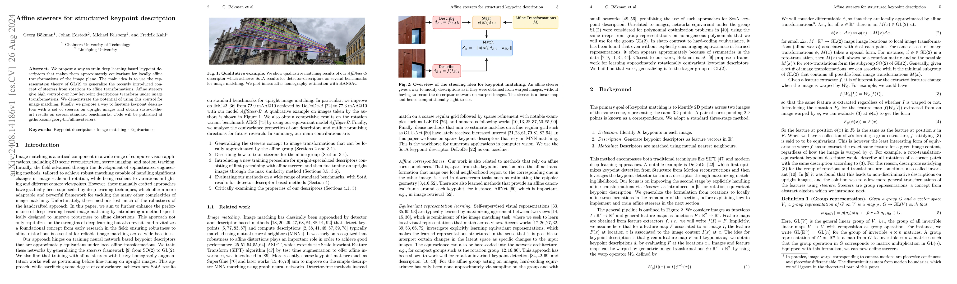 Thumbnail for Affine steerers for structured keypoint description