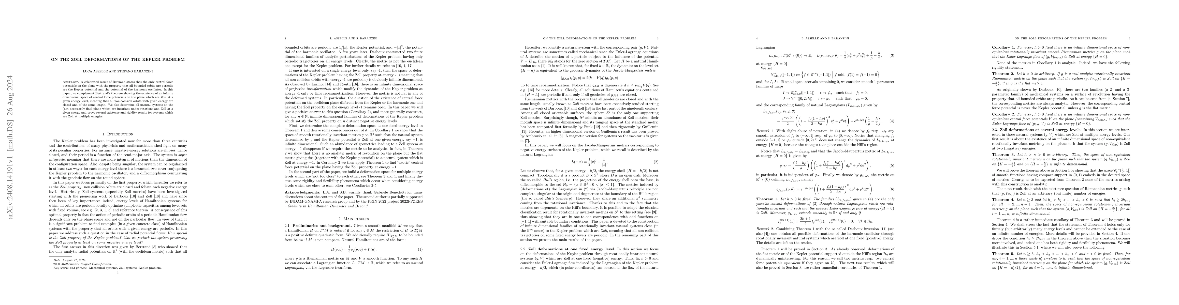 Thumbnail for On the Zoll deformations of the Kepler problem