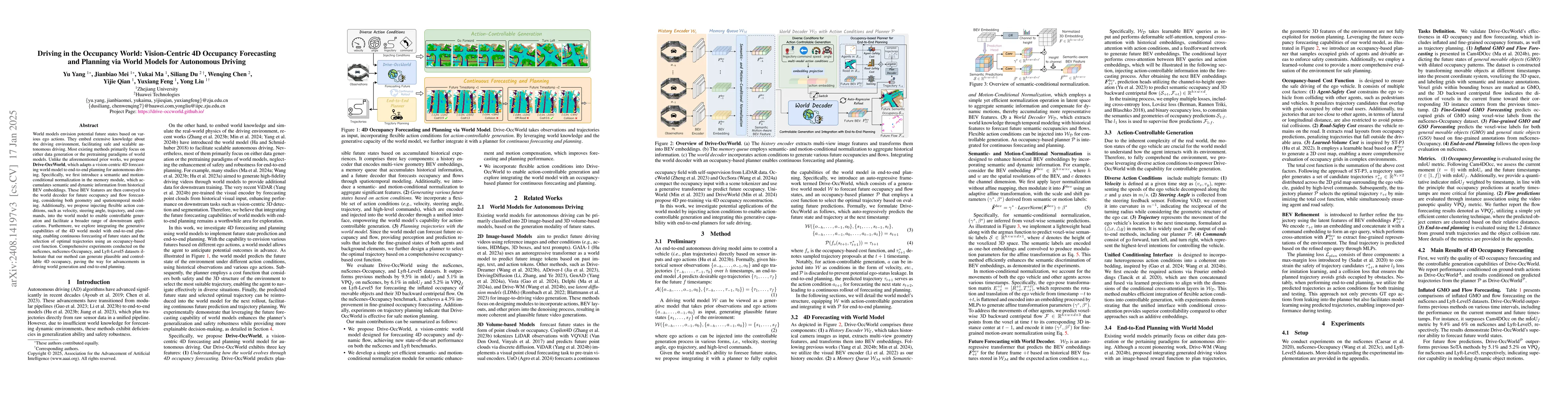Thumbnail for Driving in the Occupancy World: Vision-Centric 4D Occupancy Forecasting
  and Planning via World Models for Autonomous Driving
