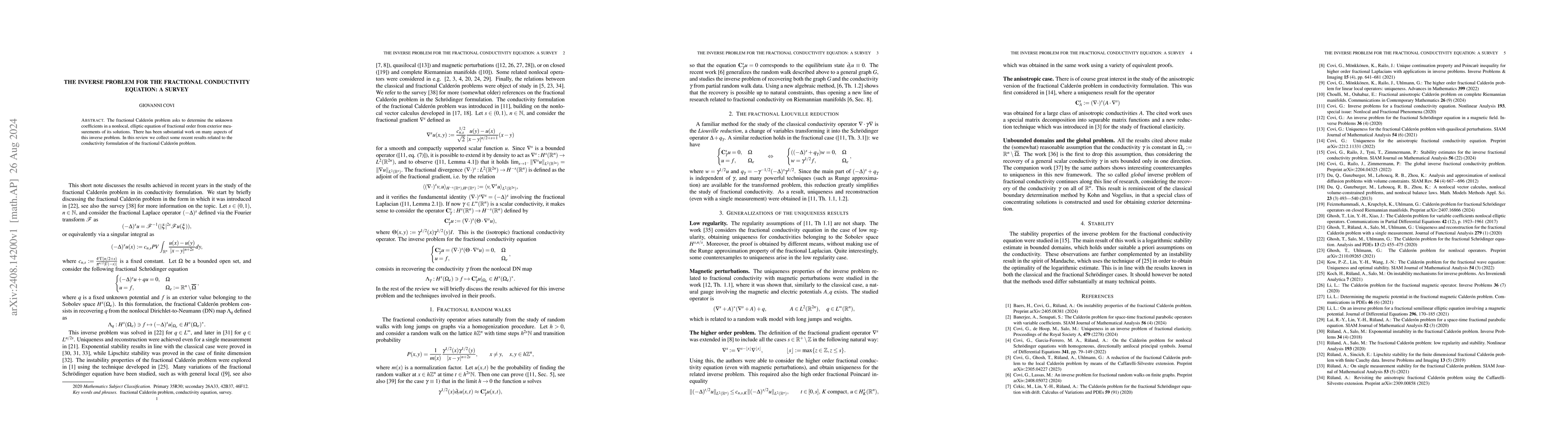 Thumbnail for The inverse problem for the fractional conductivity equation: a survey
