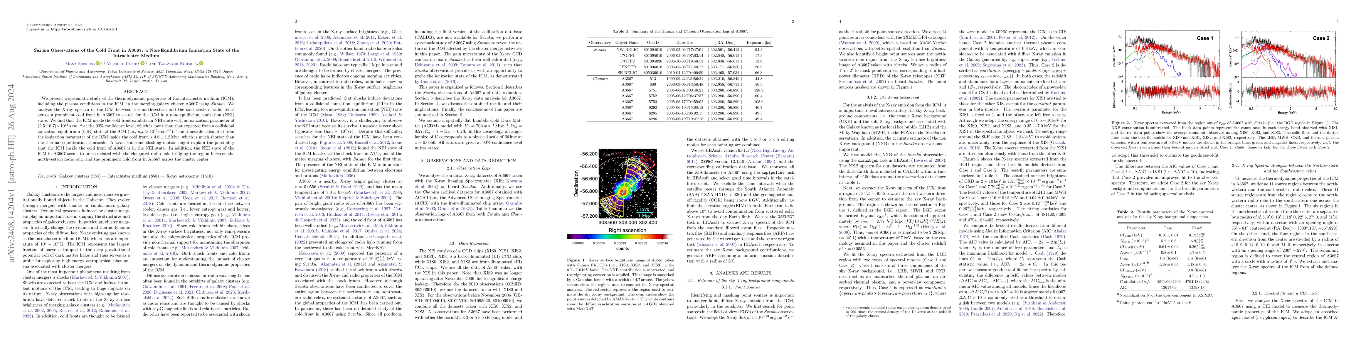Thumbnail for Suzaku Observations of the Cold Front in A3667: a Non-Equilibrium
  Ionization State of the Intracluster Medium