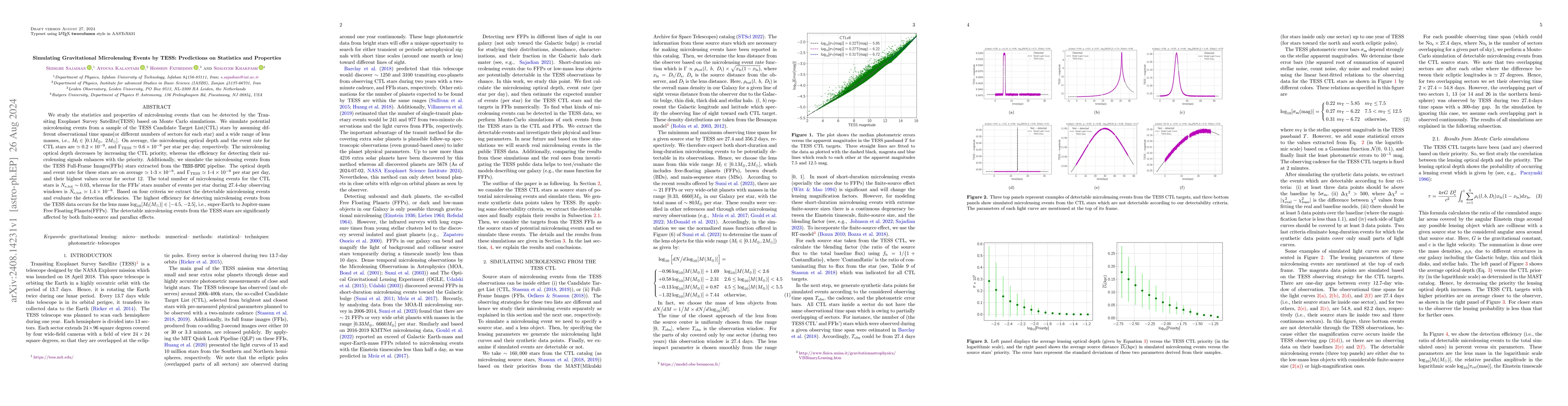 Thumbnail for Simulating Gravitational Microlensing Events by TESS: Predictions on
  Statistics and Properties