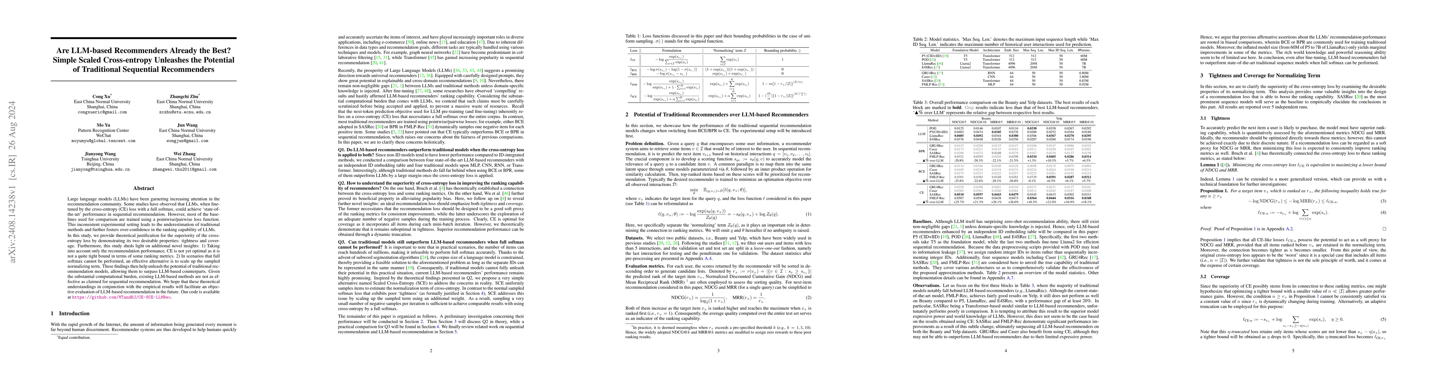 Thumbnail for Are LLM-based Recommenders Already the Best? Simple Scaled Cross-entropy
  Unleashes the Potential of Traditional Sequential Recommenders