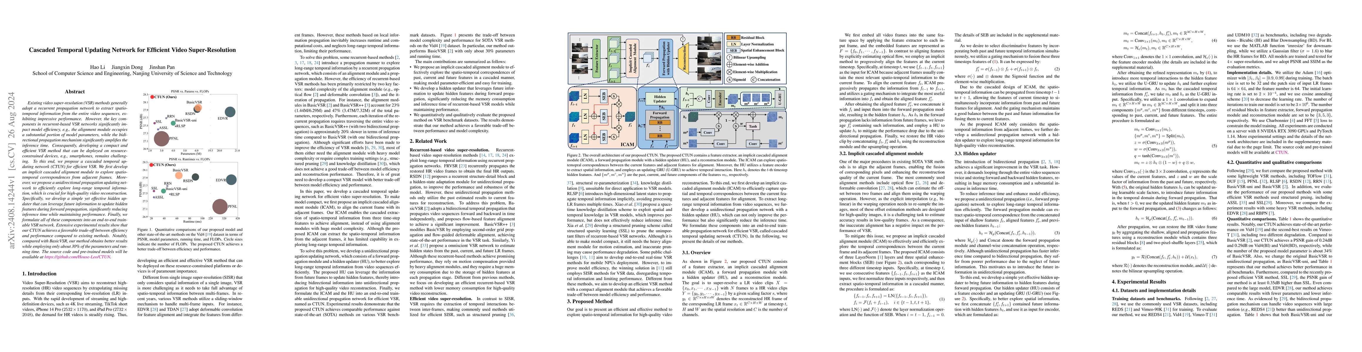 Thumbnail for Cascaded Temporal Updating Network for Efficient Video Super-Resolution