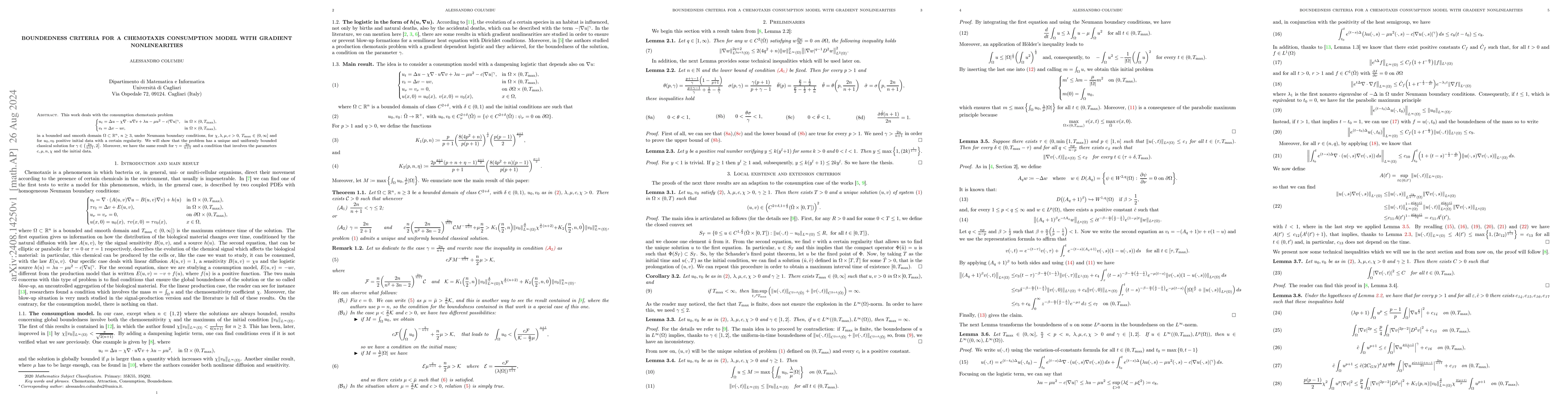 Thumbnail for Boundedness criteria for a chemotaxis consumption model with gradient
  nonlinearities